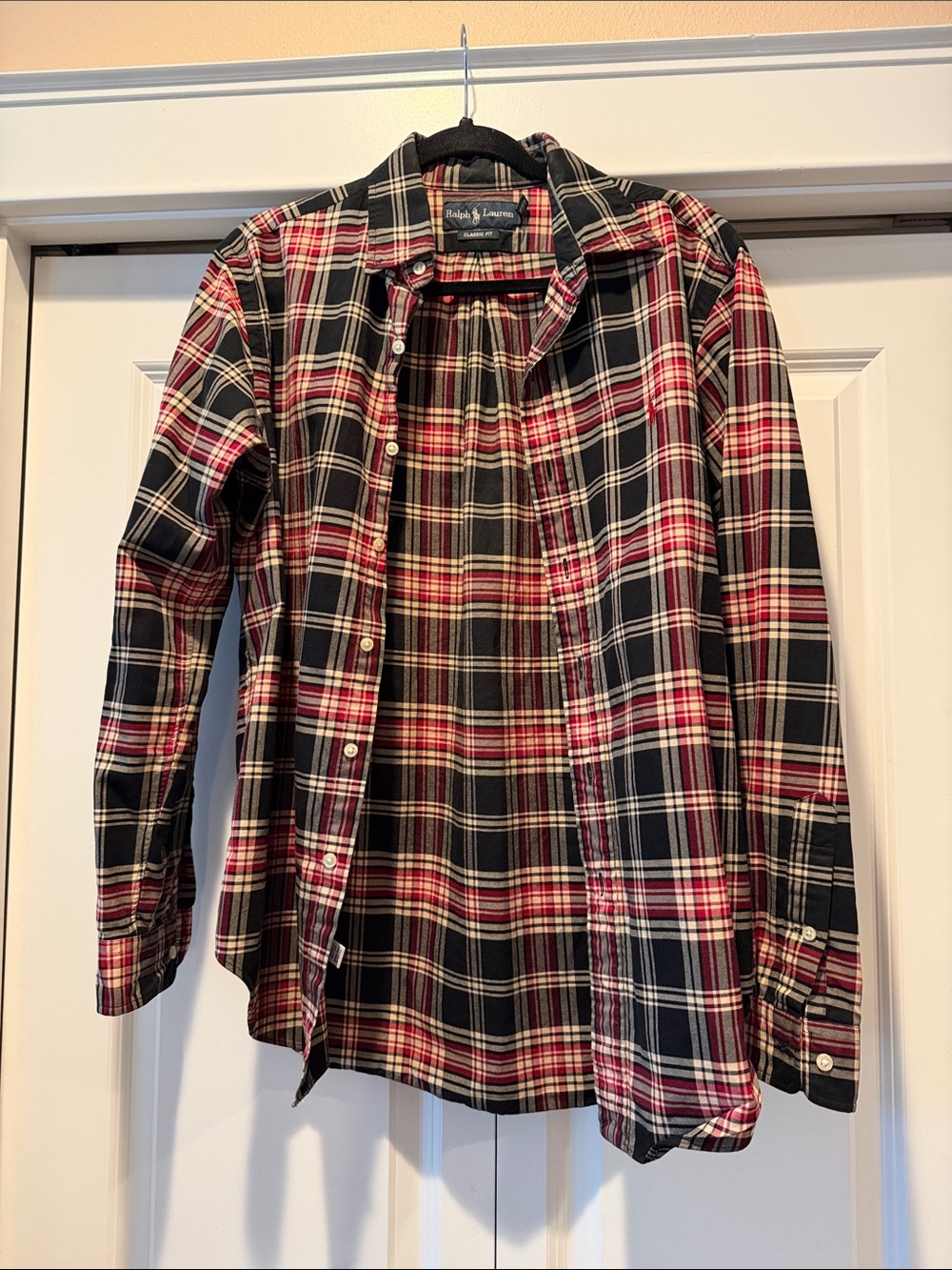 Ralph Lauren Red, Black and Cream Plaid Button-Down Shirt